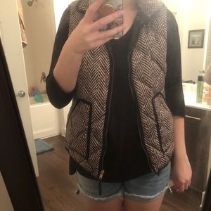 J Crew Herringbone Puffer Vest